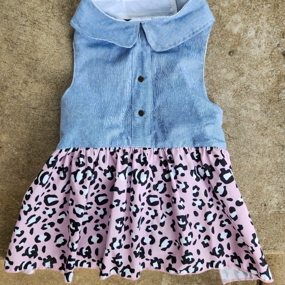 Jean & punk leopard dog dress. L Large